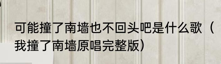 可能撞了南墙也不回头吧是什么歌（我撞了南墙原唱完整版）