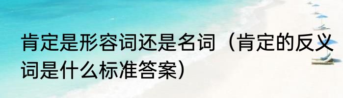 肯定是形容词还是名词（肯定的反义词是什么标准答案）