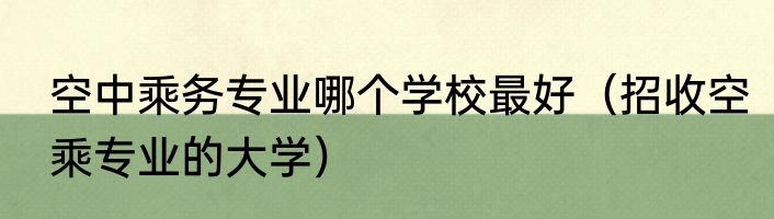 空中乘务专业哪个学校最好（招收空乘专业的大学）