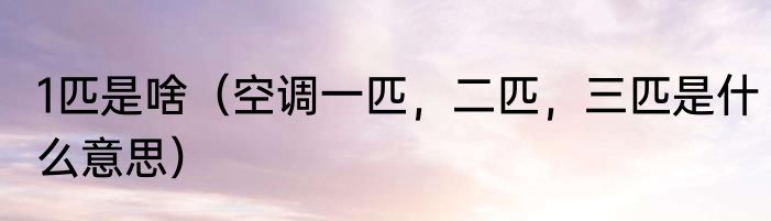 1匹是啥（空调一匹，二匹，三匹是什么意思）