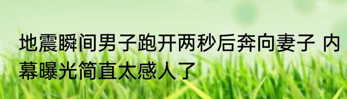 地震瞬间男子跑开两秒后奔向妻子 内幕曝光简直太感人了