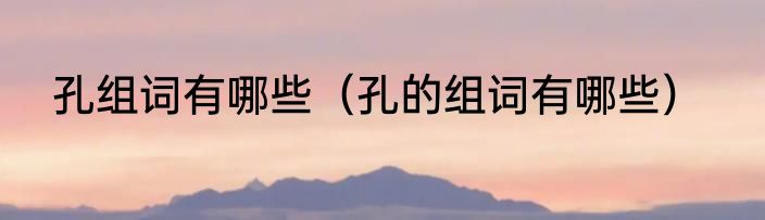 孔组词有哪些（孔的组词有哪些）
