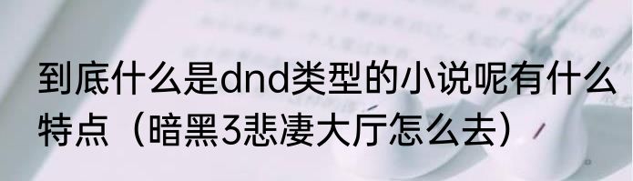 到底什么是dnd类型的小说呢有什么特点（暗黑3悲凄大厅怎么去）