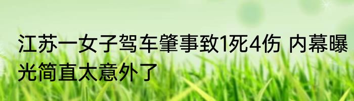 江苏一女子驾车肇事致1死4伤 内幕曝光简直太意外了