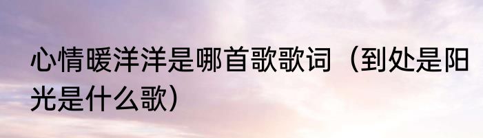 心情暖洋洋是哪首歌歌词（到处是阳光是什么歌）
