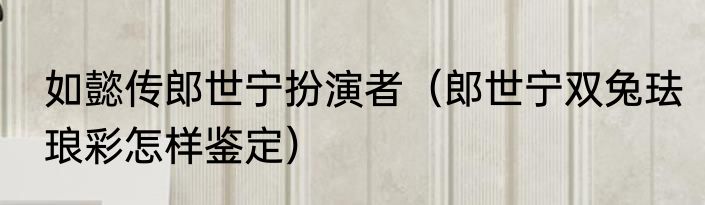 如懿传郎世宁扮演者（郎世宁双兔珐琅彩怎样鉴定）