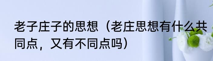 老子庄子的思想（老庄思想有什么共同点，又有不同点吗）