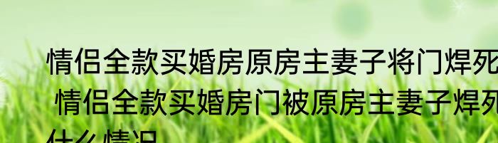 情侣全款买婚房原房主妻子将门焊死  情侣全款买婚房门被原房主妻子焊死什么情况