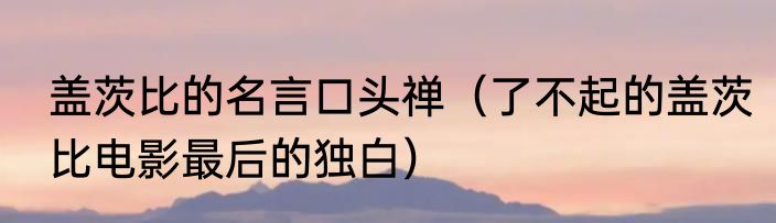 盖茨比的名言口头禅（了不起的盖茨比电影最后的独白）
