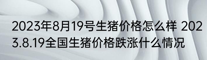 2023年8月19号生猪价格怎么样 2023.8.19全国生猪价格跌涨什么情况