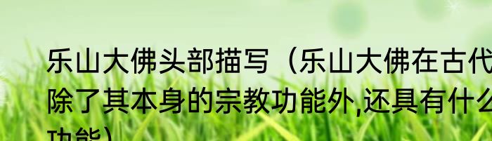 乐山大佛头部描写（乐山大佛在古代除了其本身的宗教功能外,还具有什么功能）
