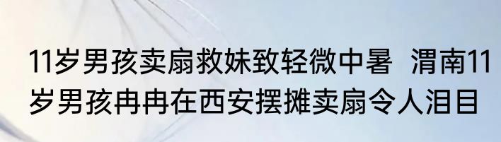 11岁男孩卖扇救妹致轻微中暑  渭南11岁男孩冉冉在西安摆摊卖扇令人泪目