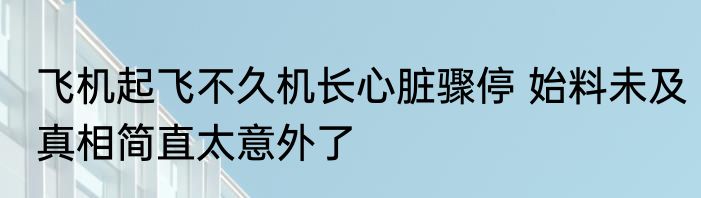 飞机起飞不久机长心脏骤停 始料未及真相简直太意外了