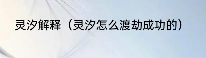 灵汐解释（灵汐怎么渡劫成功的）