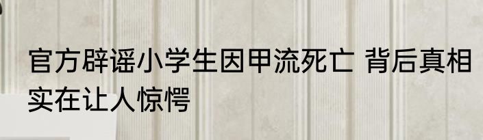 官方辟谣小学生因甲流死亡 背后真相实在让人惊愕