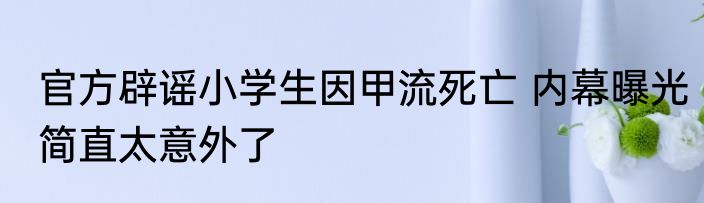 官方辟谣小学生因甲流死亡 内幕曝光简直太意外了
