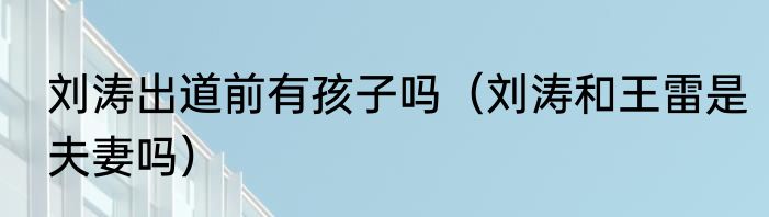 刘涛出道前有孩子吗（刘涛和王雷是夫妻吗）