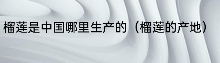 榴莲是中国哪里生产的（榴莲的产地）