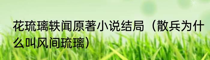 花琉璃轶闻原著小说结局（散兵为什么叫风间琉璃）