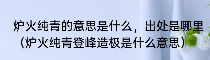 炉火纯青的意思是什么，出处是哪里（炉火纯青登峰造极是什么意思）