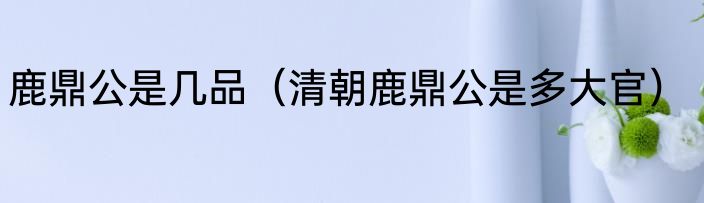 鹿鼎公是几品（清朝鹿鼎公是多大官）