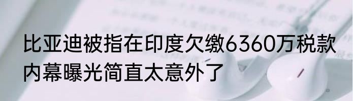 比亚迪被指在印度欠缴6360万税款 内幕曝光简直太意外了