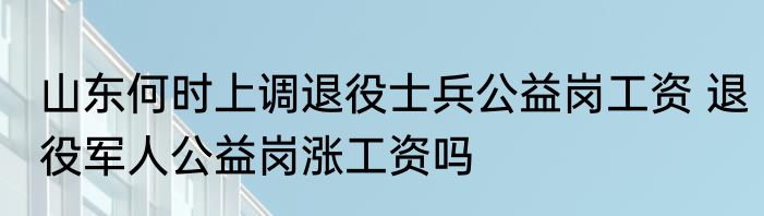 山东何时上调退役士兵公益岗工资 退役军人公益岗涨工资吗