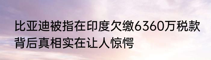比亚迪被指在印度欠缴6360万税款 背后真相实在让人惊愕