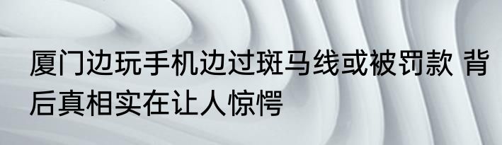 厦门边玩手机边过斑马线或被罚款 背后真相实在让人惊愕