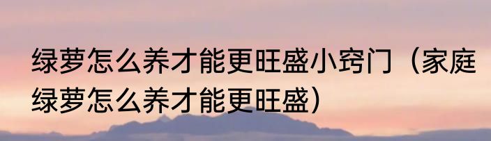 绿萝怎么养才能更旺盛小窍门（家庭绿萝怎么养才能更旺盛）