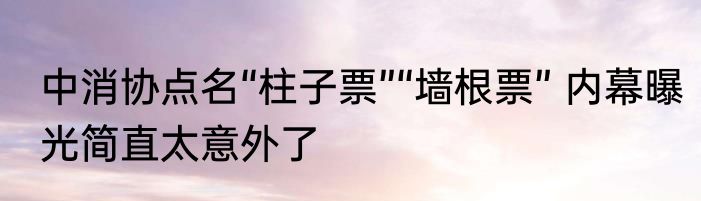 中消协点名“柱子票”“墙根票” 内幕曝光简直太意外了