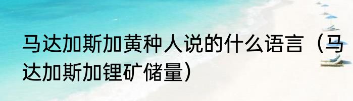 马达加斯加黄种人说的什么语言（马达加斯加锂矿储量）