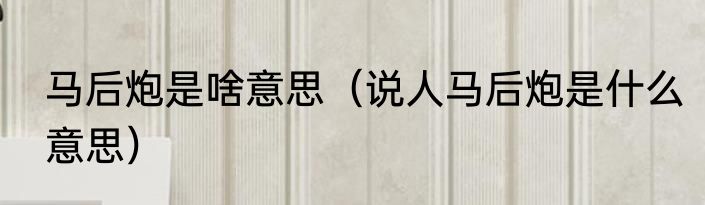 马后炮是啥意思（说人马后炮是什么意思）