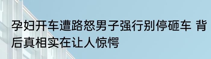 孕妇开车遭路怒男子强行别停砸车 背后真相实在让人惊愕