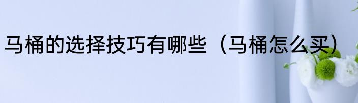 马桶的选择技巧有哪些（马桶怎么买）