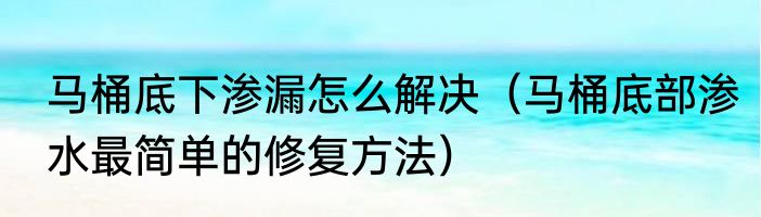 马桶底下渗漏怎么解决（马桶底部渗水最简单的修复方法）