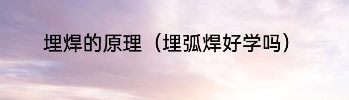 埋焊的原理（埋弧焊好学吗）