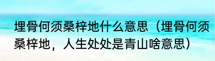 埋骨何须桑梓地什么意思（埋骨何须桑梓地，人生处处是青山啥意思）