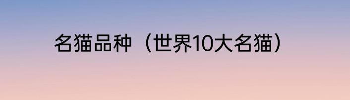 名猫品种（世界10大名猫）