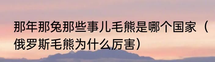 那年那兔那些事儿毛熊是哪个国家（俄罗斯毛熊为什么厉害）
