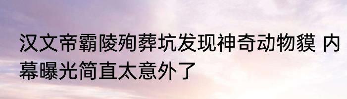 汉文帝霸陵殉葬坑发现神奇动物貘 内幕曝光简直太意外了