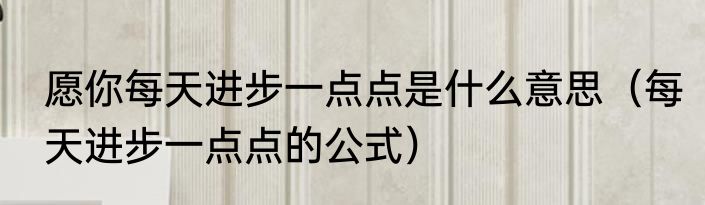 愿你每天进步一点点是什么意思（每天进步一点点的公式）