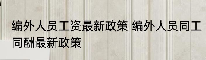 编外人员工资最新政策 编外人员同工同酬最新政策