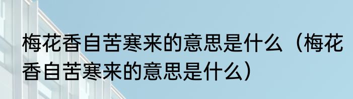 梅花香自苦寒来的意思是什么（梅花香自苦寒来的意思是什么）