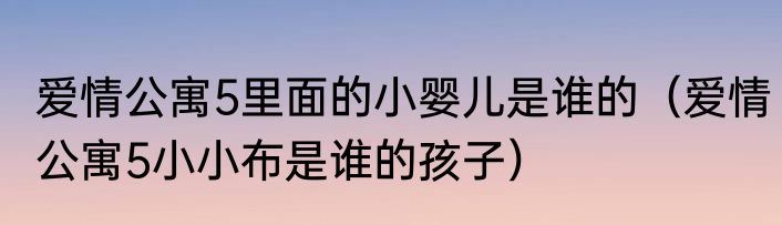 爱情公寓5里面的小婴儿是谁的（爱情公寓5小小布是谁的孩子）