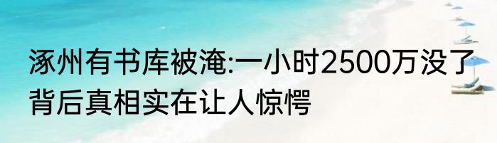涿州有书库被淹:一小时2500万没了 背后真相实在让人惊愕