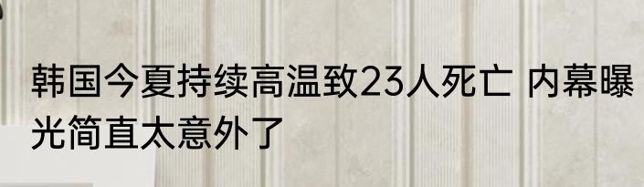 韩国今夏持续高温致23人死亡 内幕曝光简直太意外了
