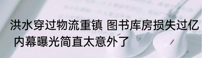 洪水穿过物流重镇 图书库房损失过亿 内幕曝光简直太意外了