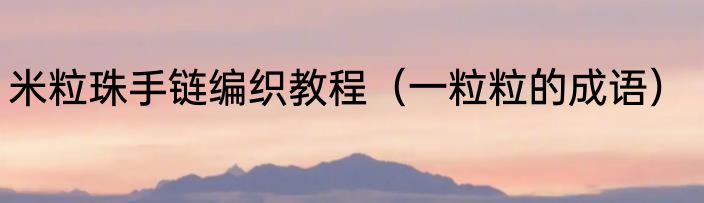 米粒珠手链编织教程（一粒粒的成语）