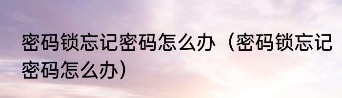 密码锁忘记密码怎么办（密码锁忘记密码怎么办）